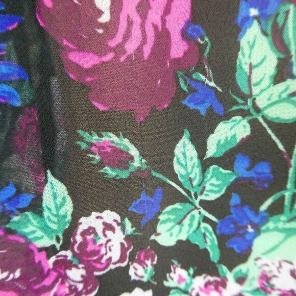 Torrid Black Floral Semi Sheer Hi Low Tank Top Blouse Sleeveless Pink Blue Tunic - Picture 6 of 10
